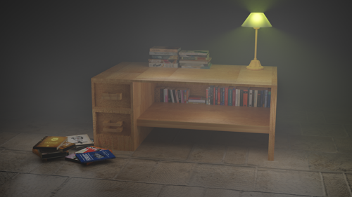 Desk with books and Beautiful lighting preview image